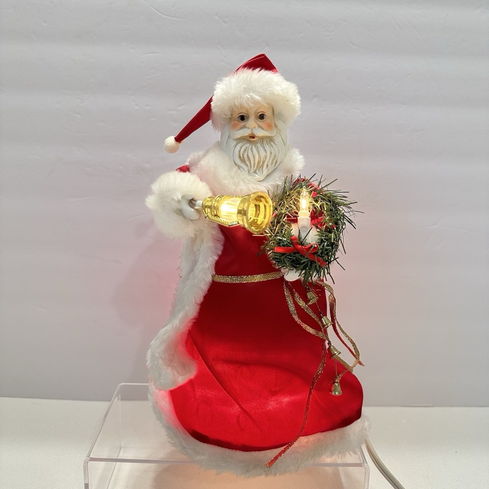 Vintage Lighted Animated Victorian Style Santa 11" Tall Moves Lights‎ Electric